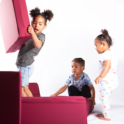 Kids playing with new set of Do-A-Lot Blocks